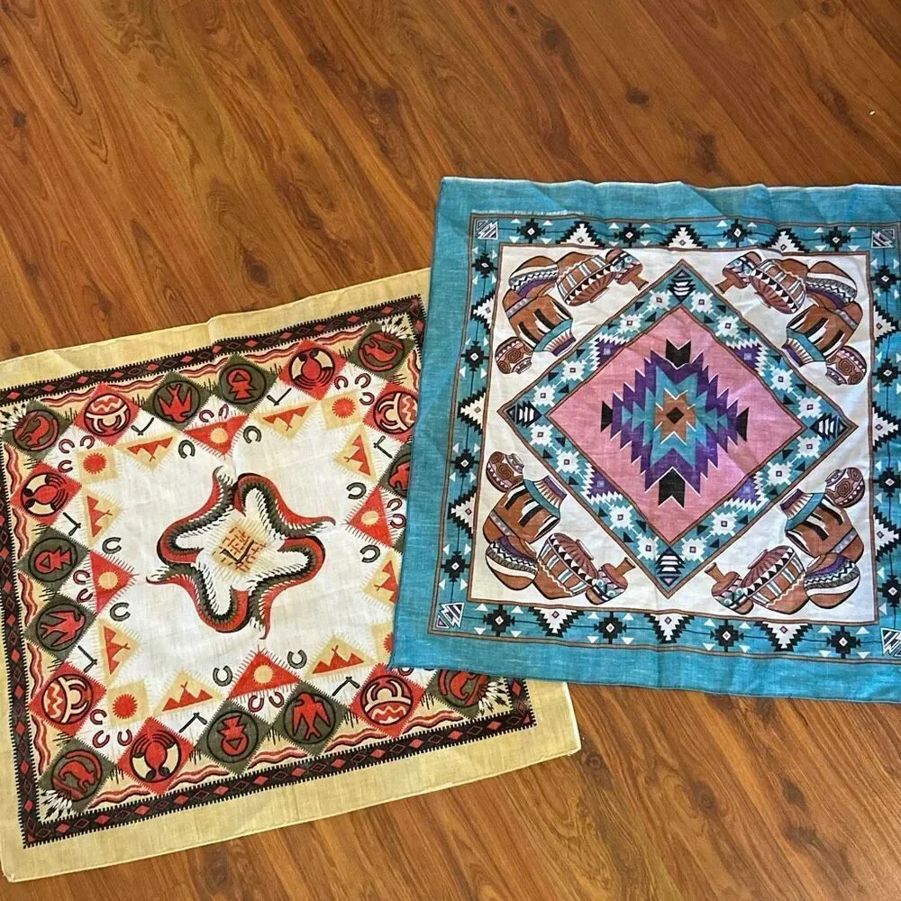 New 2 Vintage springs southwestern Navajo bandanna blue beige